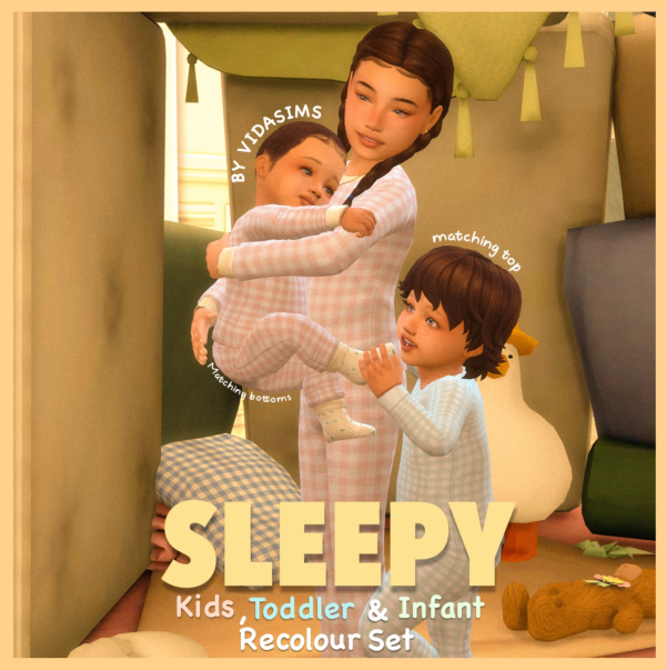 Maxis Match SLEEPY kids toddler infant set by simsfinds - The Sims 4 Custom Content