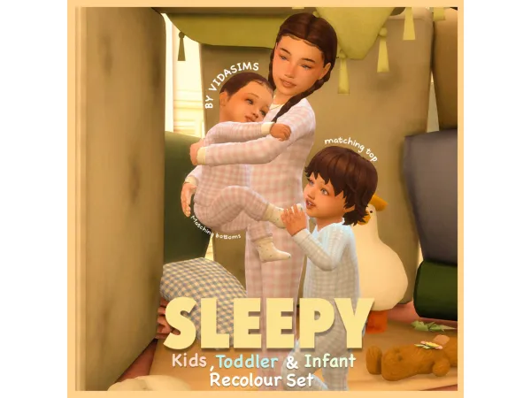 Maxis Match SLEEPY kids toddler infant set by Vidasimss - The Sims 4 Custom Content