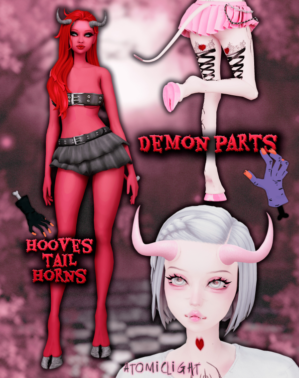 Maxis Match Demon parts Hooves horns tail by atomiclight - The Sims 4 Custom Content