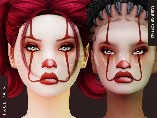 Maxis Match Blue Craving Wicked Clown Face Paint by bluecraving - The Sims 4 Custom Content