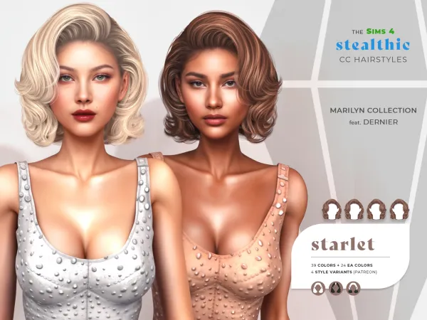 Alpha Stealthic Starlet Hair (Marilyn Collection feat Dernier) by stealthic - The Sims 4 Custom Content