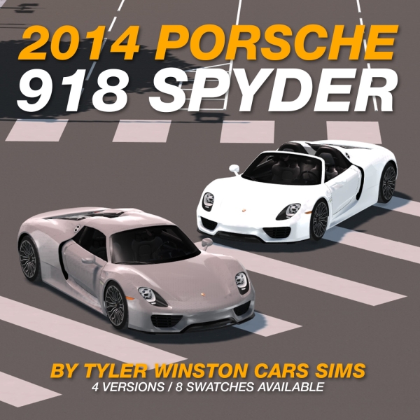 Alpha Tyler Winston Cars 2014 Porsche 918 Spyder by tylerwcars - The Sims 4 Custom Content