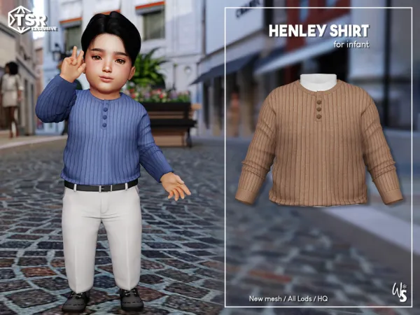 Alpha Fall Essentials Henley Shirt for infant by wisteriasims - The Sims 4 Custom Content