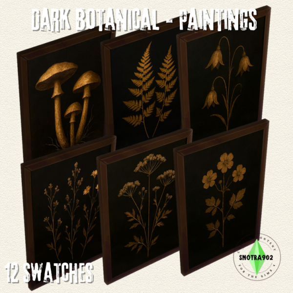 Mix Dark Botanical Paintings by simsfinds - The Sims 4 Custom Content