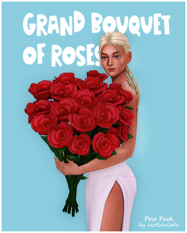Mix Pose Pack Grand Bouquet of Roses by simsfinds - The Sims 4 Custom Content