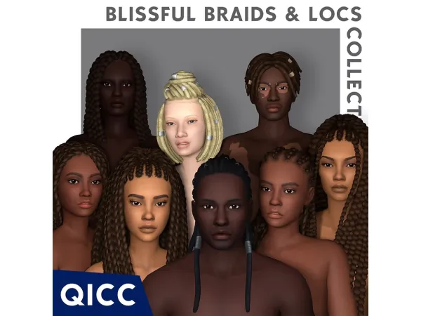 Maxis Match Blissful Braids Locs Collection by QICC - The Sims 4 Custom Content