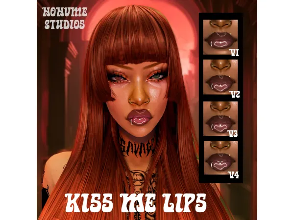 Alpha Kiss Me Lips by NoNvme Studios - The Sims 4 Custom Content