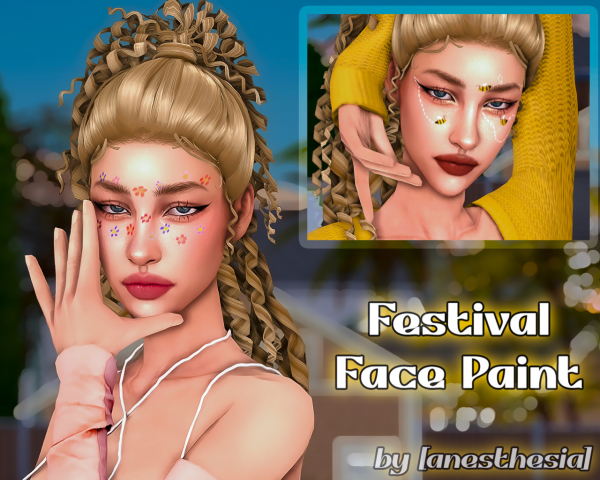 Mix [anesthesia] Festival Face Paint by simsfinds - The Sims 4 Custom Content