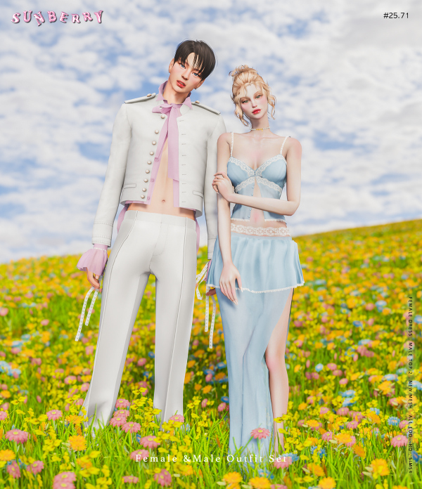 Alpha SUNBERRY 2571 Female Male Outfit Set by simsfinds - The Sims 4 Custom Content