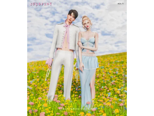Alpha SUNBERRY 2571 Female Male Outfit Set - The Sims 4 Custom Content
