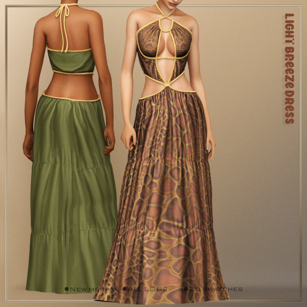Alpha [Belaloallure] Light breeze rope dress by simsfinds - The Sims 4 Custom Content