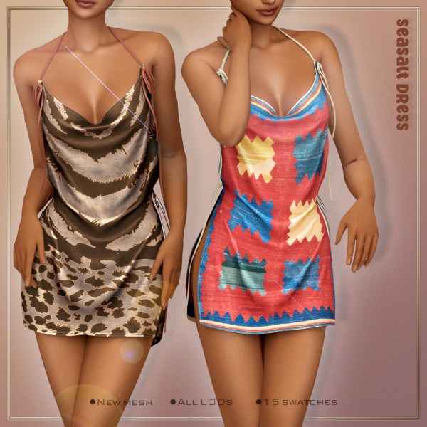 Alpha [Belaloallure] Seasalt drapped dress by simsfinds - The Sims 4 Custom Content