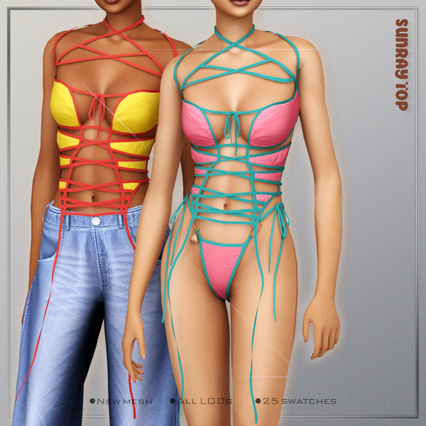 Alpha [Belaloallure] Sunray wrap top by simsfinds - The Sims 4 Custom Content