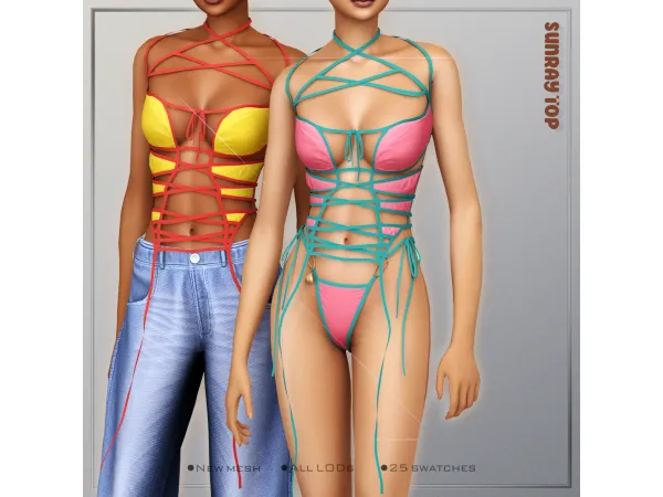 Alpha [Belaloallure] Sunray wrap top - The Sims 4 Custom Content