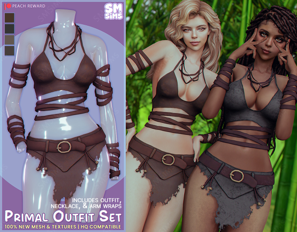 Alpha PEACH Primal Outfit by simsfinds - The Sims 4 Custom Content