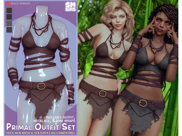 Alpha PEACH Primal Outfit by SMSims - The Sims 4 Custom Content