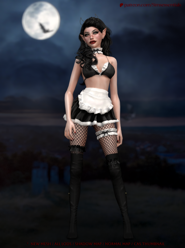 Alpha Maid Costume Halloween Special Sim by simsfinds - The Sims 4 Custom Content