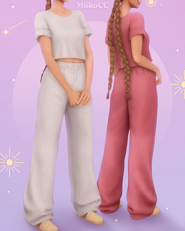 Maxis Match Baggy clothing set pants t shirt by simsfinds - The Sims 4 Custom Content
