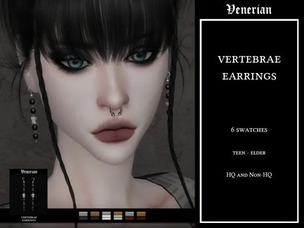 Alpha Vertebrae Earrings by Venerian - The Sims 4 Custom Content