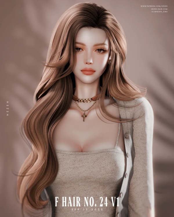 Alpha [Hezeh] FHair No 24 V1 by hezeh - The Sims 4 Custom Content