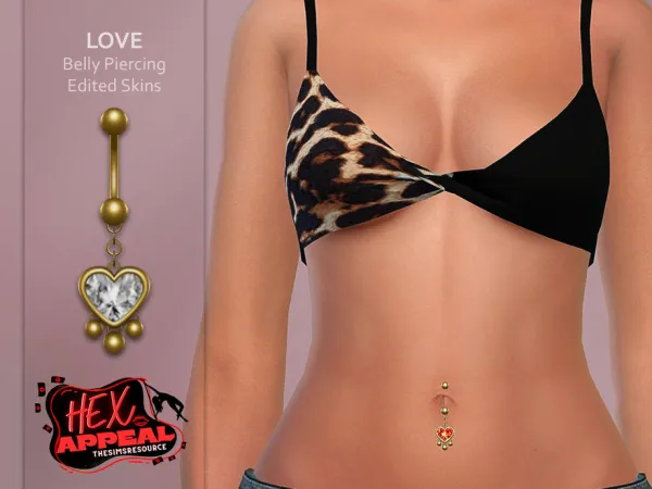 Alpha Hex Appeal Love Belly Piercing Edited Skins by thesimsresource - The Sims 4 Custom Content