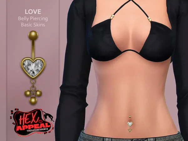 Alpha Hex Appeal Love Belly Piercing Basic Skins by Suzue - The Sims 4 Custom Content
