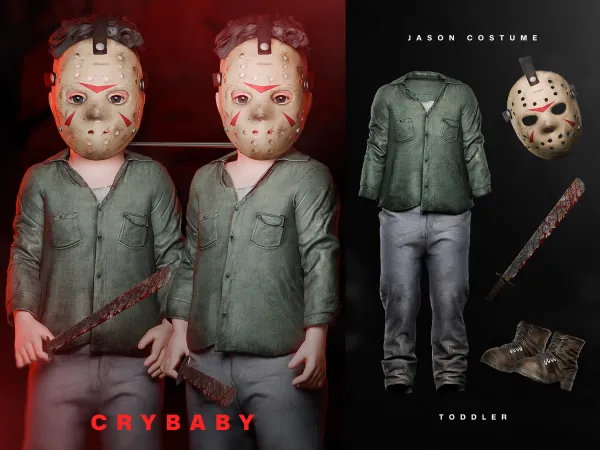 Alpha CRYBABY Jason Costume (Friday the 13th) I Toddler by crybaby - The Sims 4 Custom Content