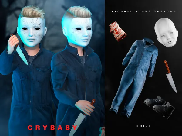 Alpha CRYBABY Michael Myers Costume (Halloween) I Child by crybaby - The Sims 4 Custom Content