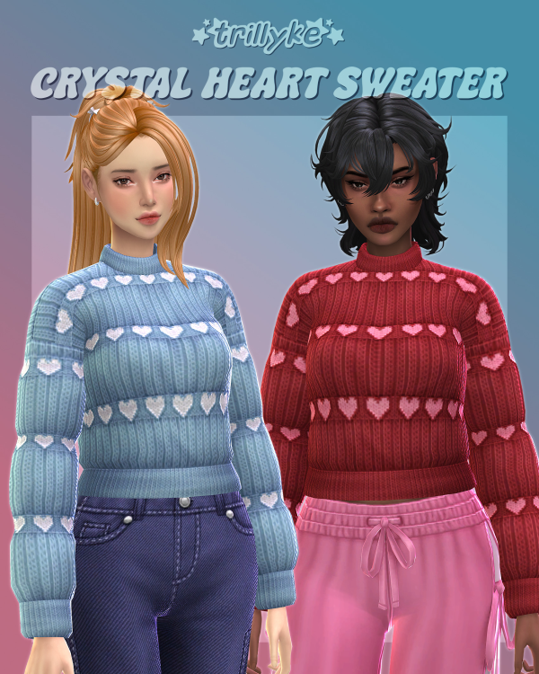 Maxis Match Crystal Heart Sweater by simsfinds - The Sims 4 Custom Content