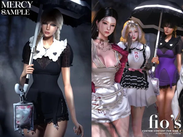 Alpha fio's mercy dress (sample) by bergdorfsims - The Sims 4 Custom Content