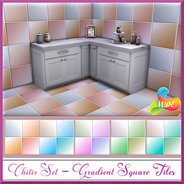 Alpha Chitir Set Gradient Square Tiles by mde - The Sims 4 Custom Content