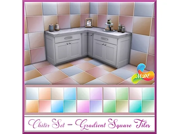 Alpha Chitir Set Gradient Square Tiles - The Sims 4 Custom Content