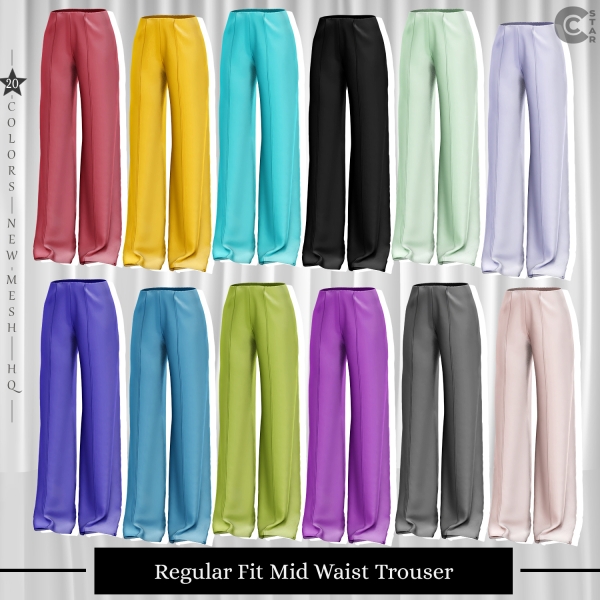 Alpha Regular Fit Mid Waist Trouser cool_content_star by cool_content_star - The Sims 4 Custom Content