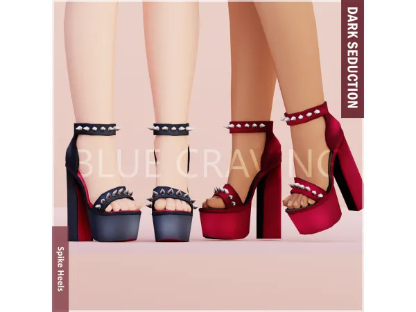 Alpha Blue Craving Spike Platform Heels - The Sims 4 Custom Content