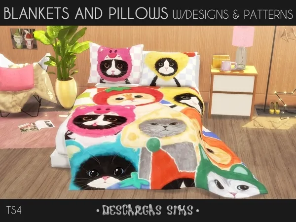 Alpha Blankets And Pillows Designs Patterns by descargassims - The Sims 4 Custom Content