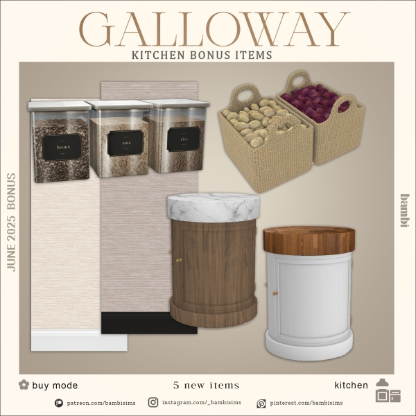 Alpha Galloway Kitchen Bonus Items by bambisims - The Sims 4 Custom Content