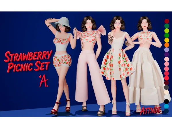Maxis Match ATTNDE Strawberry Picnic Set by attnde - The Sims 4 Custom Content