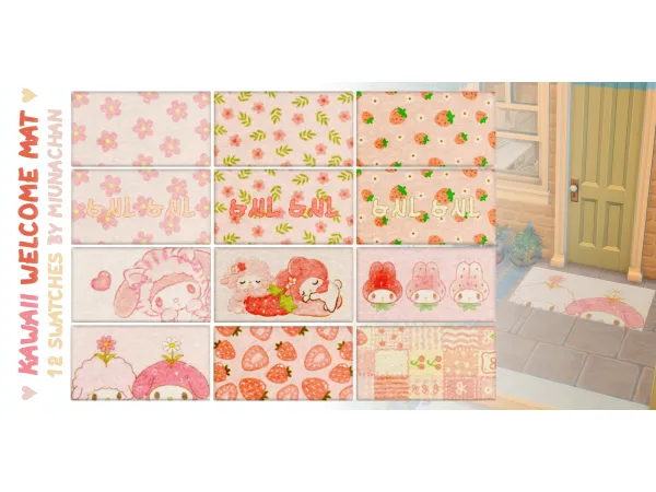 Mix Kawaii Welcome Mat by miunachan_sims4 - The Sims 4 Custom Content