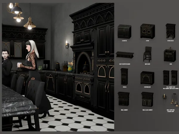 Alpha Midnight Manor Kitchen 1 by modcollective - The Sims 4 Custom Content
