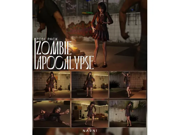 Mix [narni] Pose pack Zombie apocalypse - The Sims 4 Custom Content