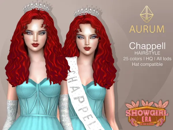 Maxis Match Showgirl Era Chappell MM hair set (3 versions) by aurum - The Sims 4 Custom Content