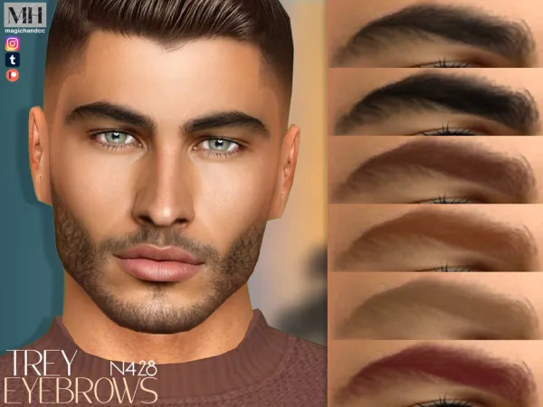 Alpha Trey Eyebrows N428 - The Sims 4 Custom Content