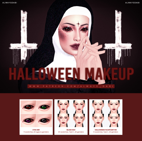 Alpha [AlwaysDabi] Halloween makeup set by simsfinds - The Sims 4 Custom Content