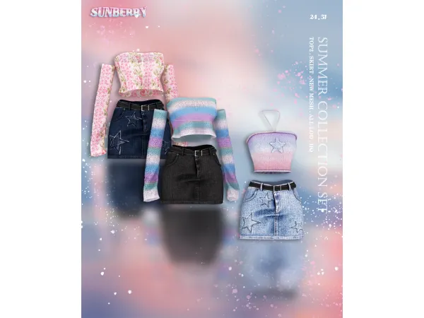 Alpha [SUNBERRY]2451_Summer Collection Knit Skirt - The Sims 4 Custom Content