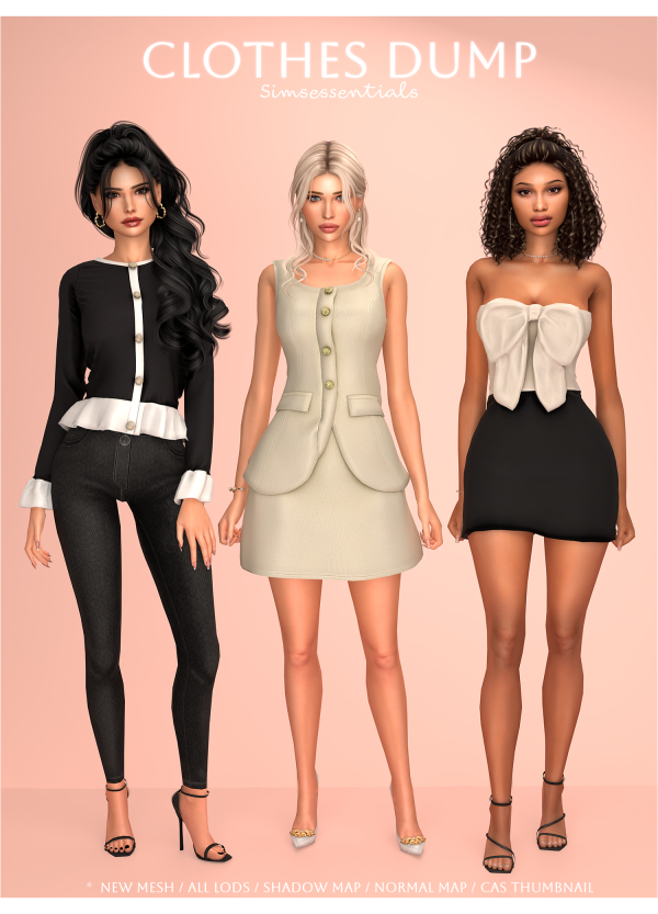 Mix Clothes Dump For Female Sims by simsfinds - The Sims 4 Custom Content