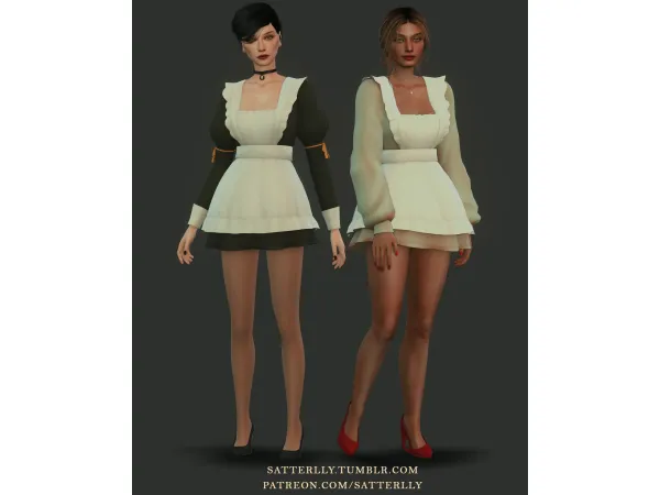 Maxis Match Short maid dresses 1 by satterlly - The Sims 4 Custom Content