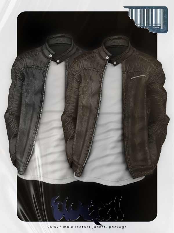 Alpha (Bluepill) 251027 male leather jacket by simsfinds - The Sims 4 Custom Content