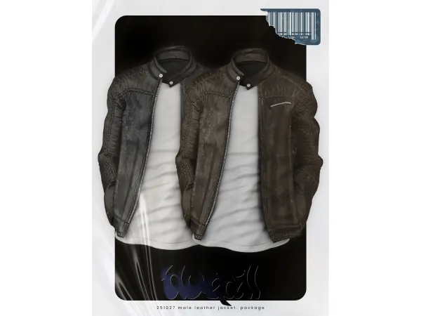 (Bluepill) 251027 Male Leather Jacket - The Sims 4 Custom Content
