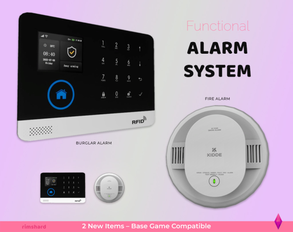 Alpha Functional Alarm System by simsfinds - The Sims 4 Custom Content