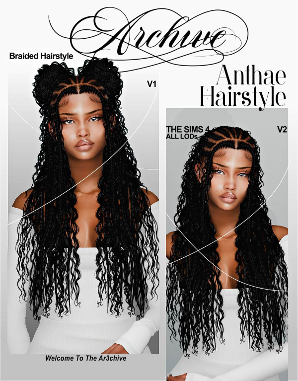 Alpha Anthae Hair V1 V2 by simsfinds - The Sims 4 Custom Content